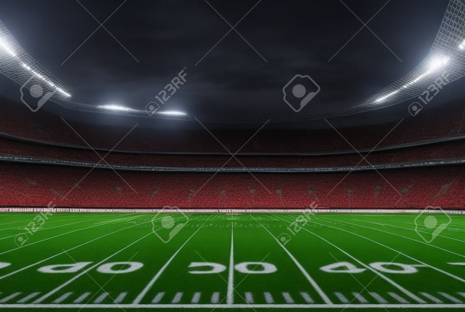 football stadium before the game. night lighting