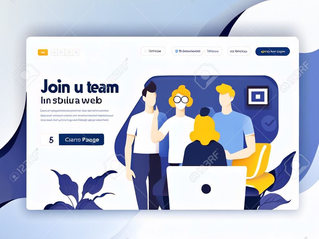 Landing page template of Join our team. Modern flat design concept of web page design for website and mobile website. Easy to edit and customize. Vector illustration