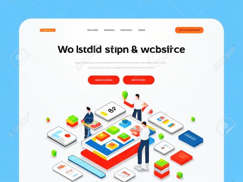 Modern Isometric design concept of Design Studio for website and mobile website. Landing page template. Easy to edit and customize. Vector illustration