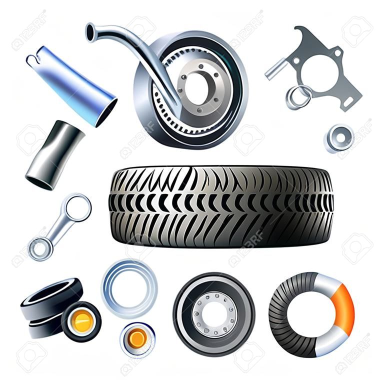 Vector Tire with Truck Spares isolated on white backdrop.
