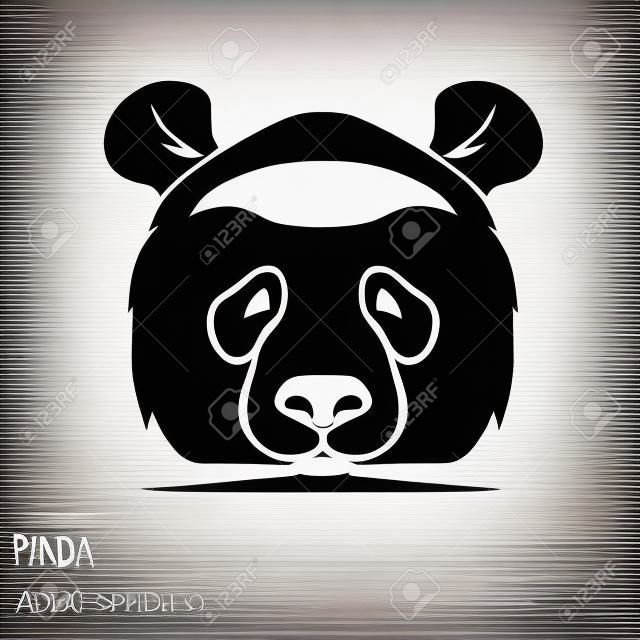 組矢量亞洲熊貓剪影黑色和白色