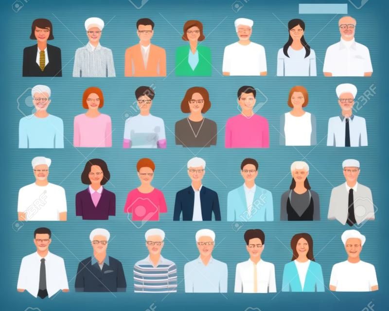 Set of different people on a light background. People of different professions and ages.