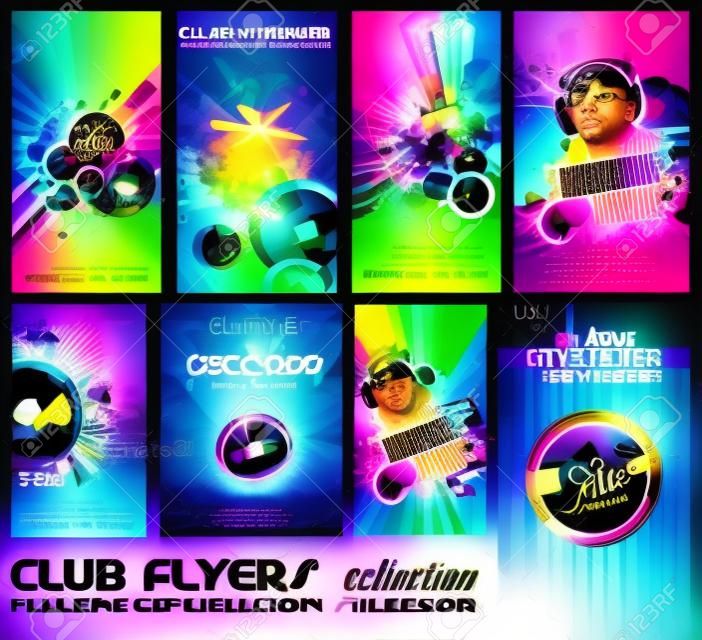 Coleção final de Club Flyers - Alta qualidade abstract designs modelo editável completo para cartazes de música ou folhetos de discoteca