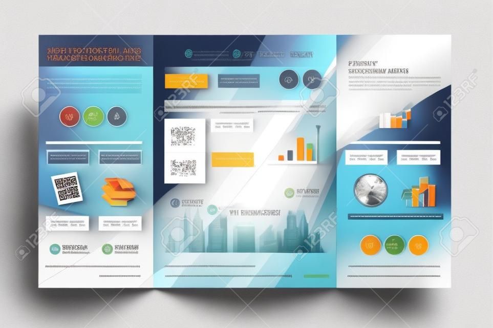 Vector tri fold brochure template design or flyer layout to use for business applications, magazines, advertising, product sheets, item notes, event flyers or meeting invitations.