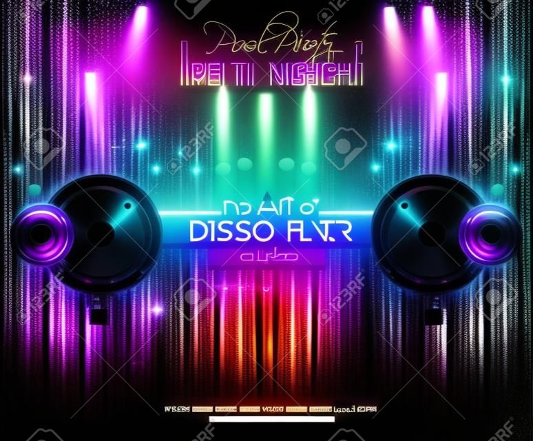 迪斯科俱樂部傳單模板為您的音樂之夜活動。理想的電子音樂，嘻哈和眾議院性能海報和傳單的迪斯科舞廳和夜總會。