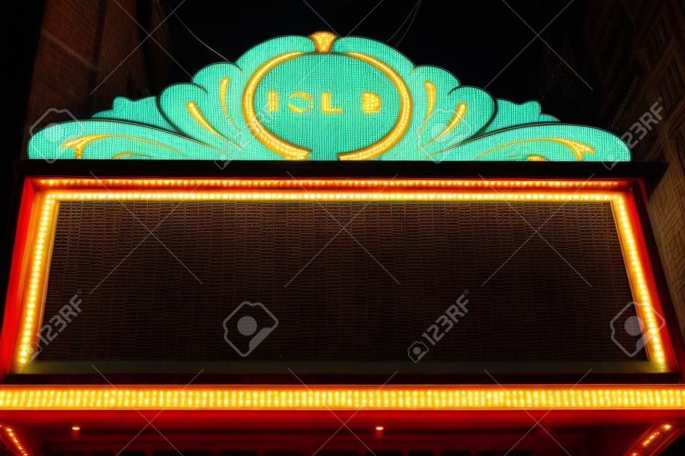 Marquee Lights Blank Sign on Broadway Theater