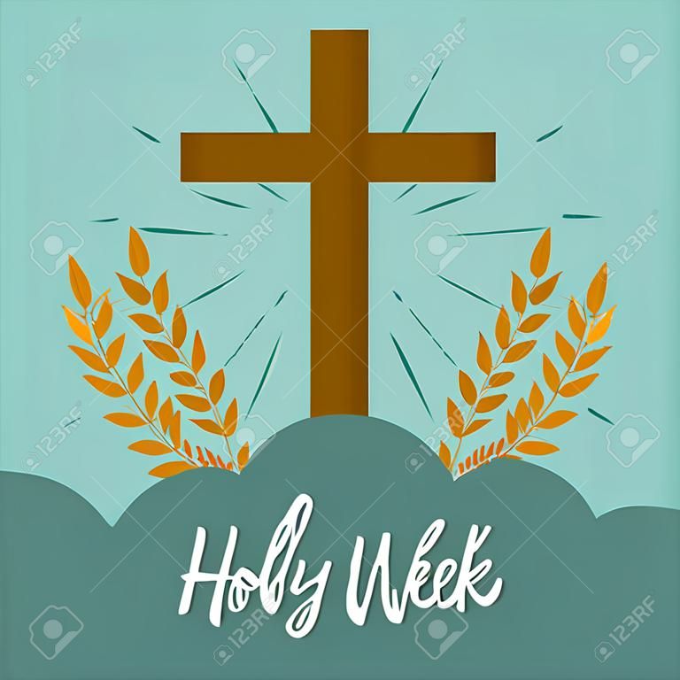 Holy week card with a cross - Vector