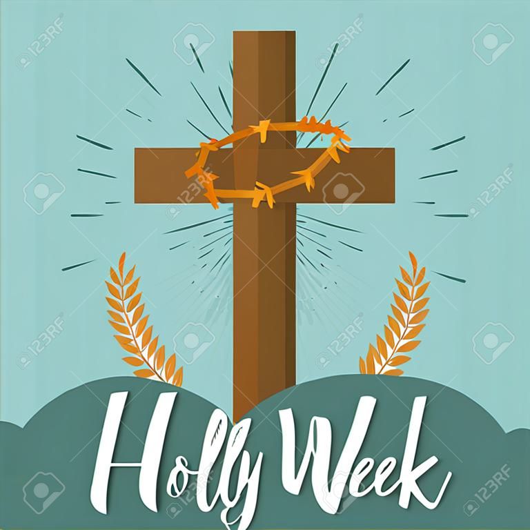Holy week card with a cross - Vector