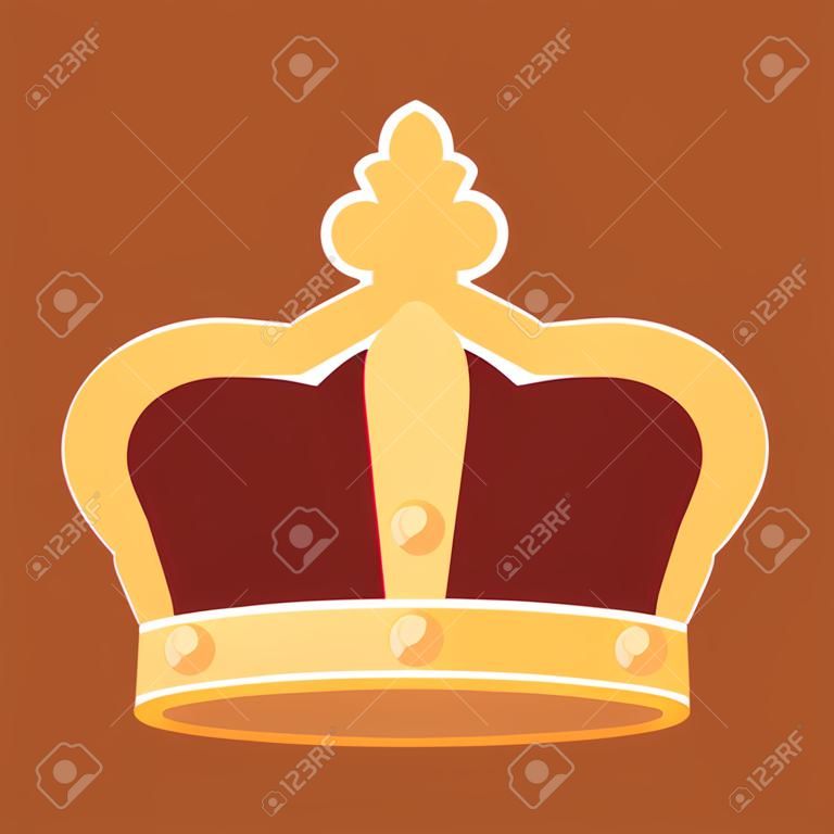 Izolowany kolorowy wektor złotej korony króla lub królowej