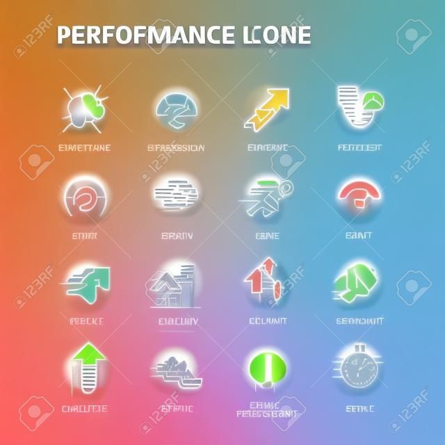 Einfache Set of Performance Related Farbe Vector Linie Icons. Enthält solche Symbole wie Expansion, Macht, Haste, Geschwindigkeit, Wachstum und mehr. Editierbare Stroke. 64x64 Pixel Perfect.