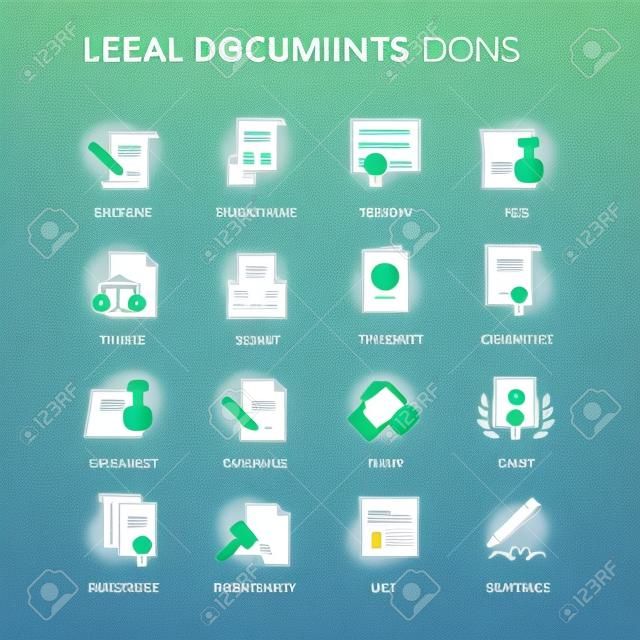 Icone di documenti legali di linea