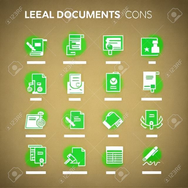 Icone di documenti legali di linea