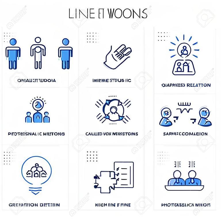 Iconos de trabajo en equipo de línea