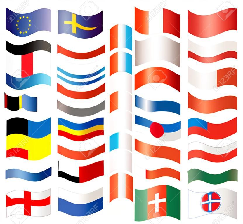 Ensemble de drapeaux ondulé - Europe centrale