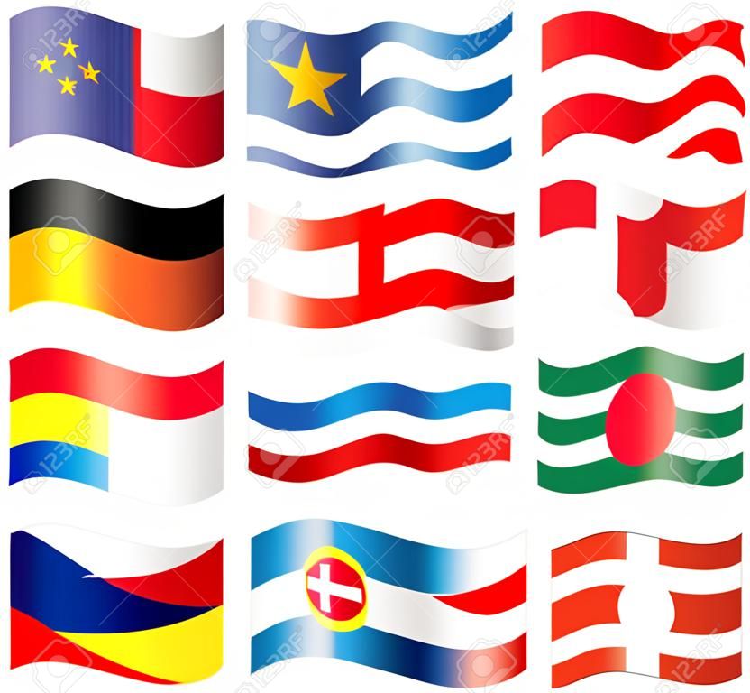 Conjunto de banderas ondulado - Europa Central