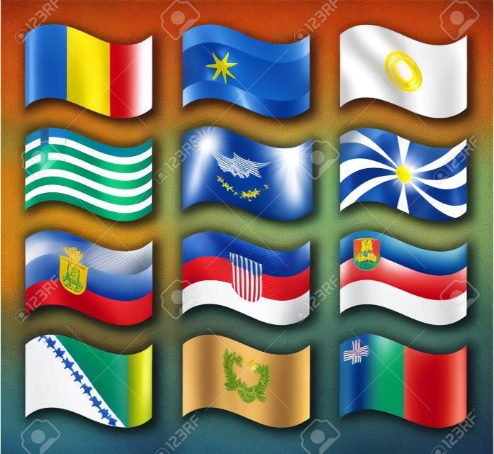Wellenförmige Flags Set - Southern Europe