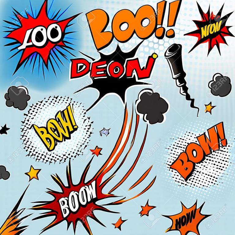 Ilustración de cómic de explosión para el diseño