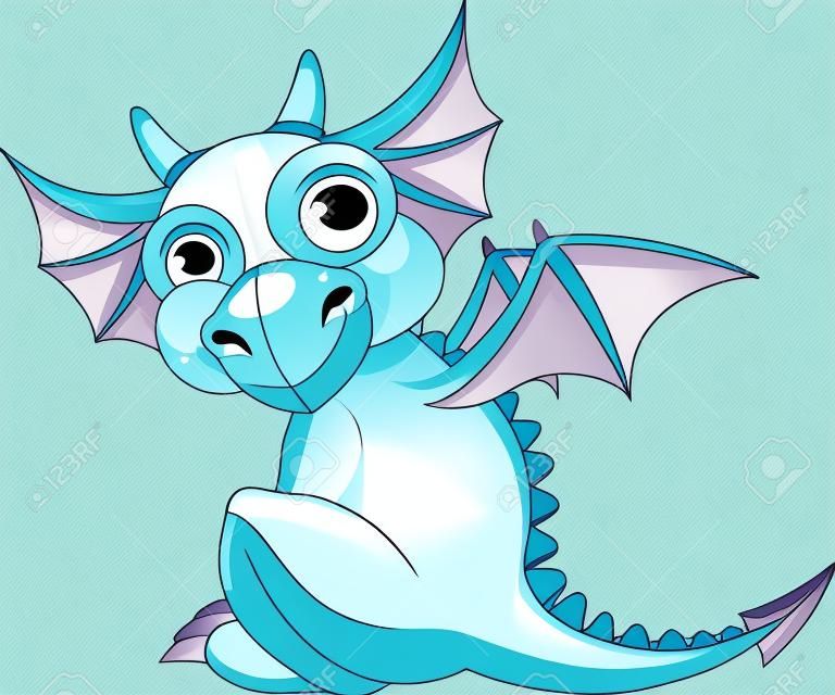 Illustration of Cute Cartoon baby dragon 