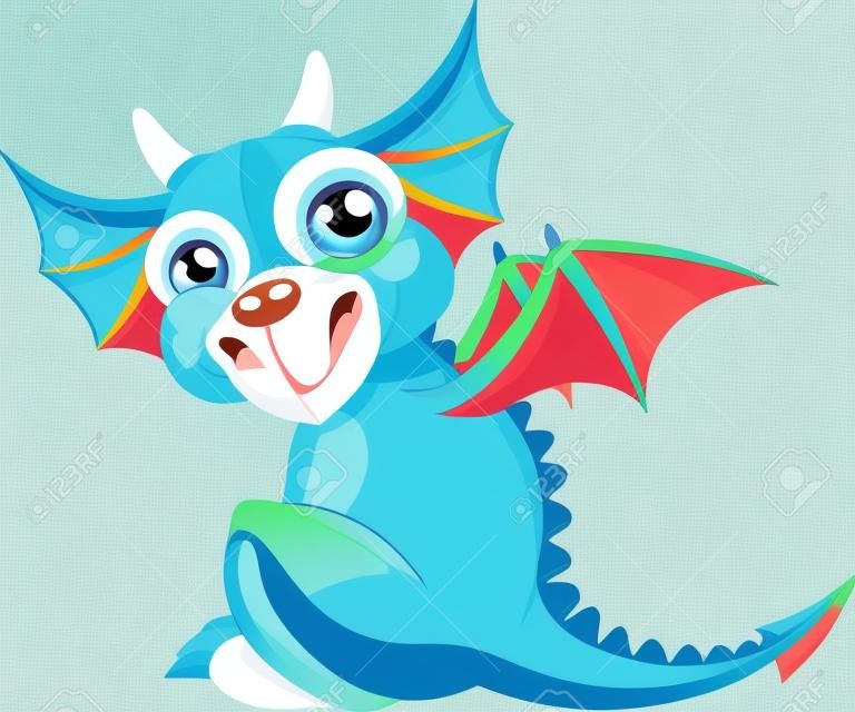 Illustration of Cute Cartoon baby dragon 