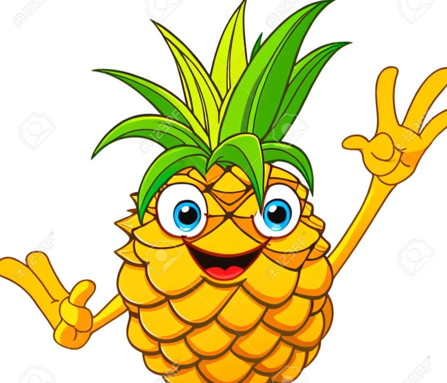 Illusztráció Vidám Cartoon Pineapple karakter
