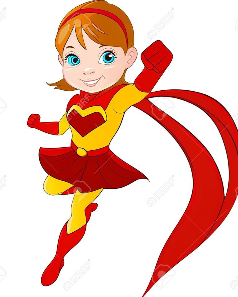 Illustratie van Super Hero Girl in de vlieg