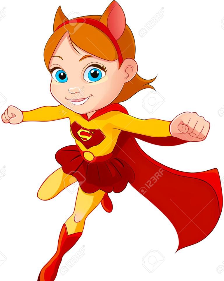 Illustration of Super Hero Girl in the fly