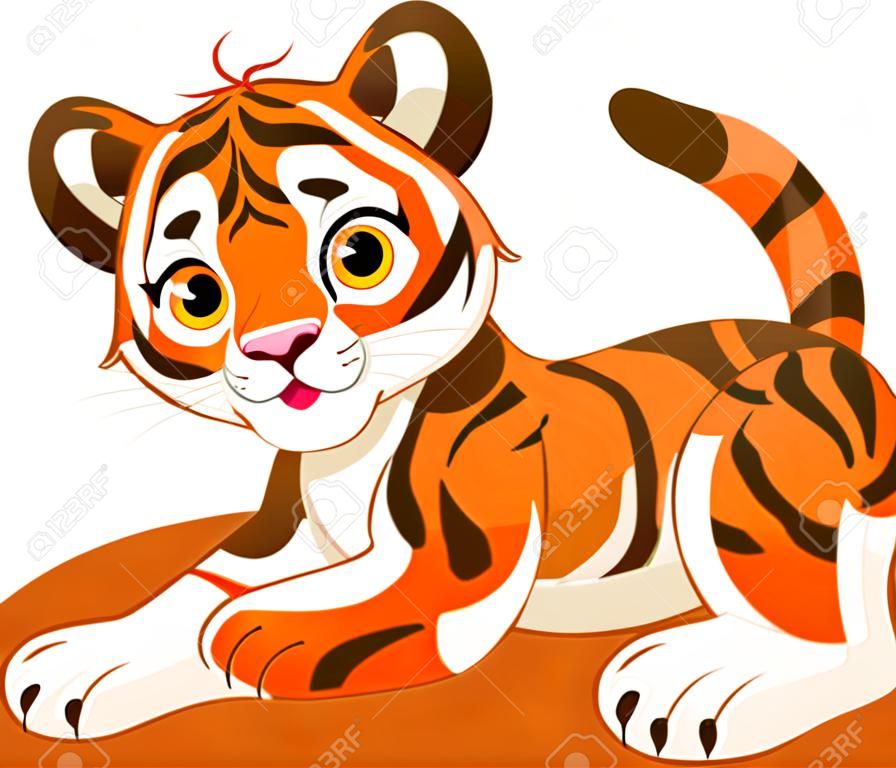 Illustration of playful tiger cub 