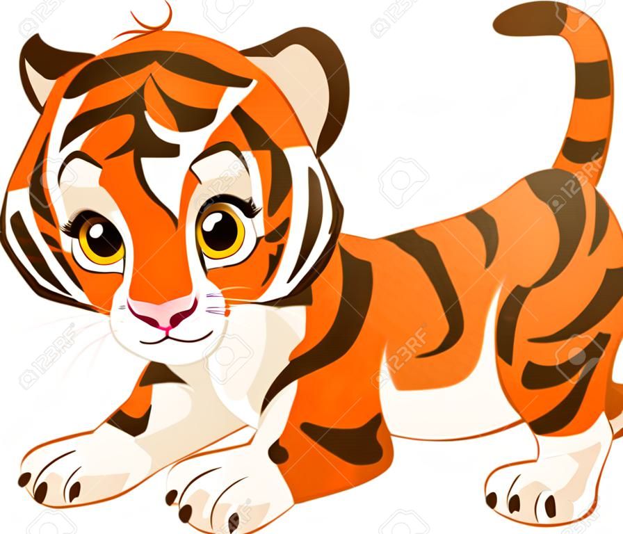 Ilustración del juguetón cachorro de tigre