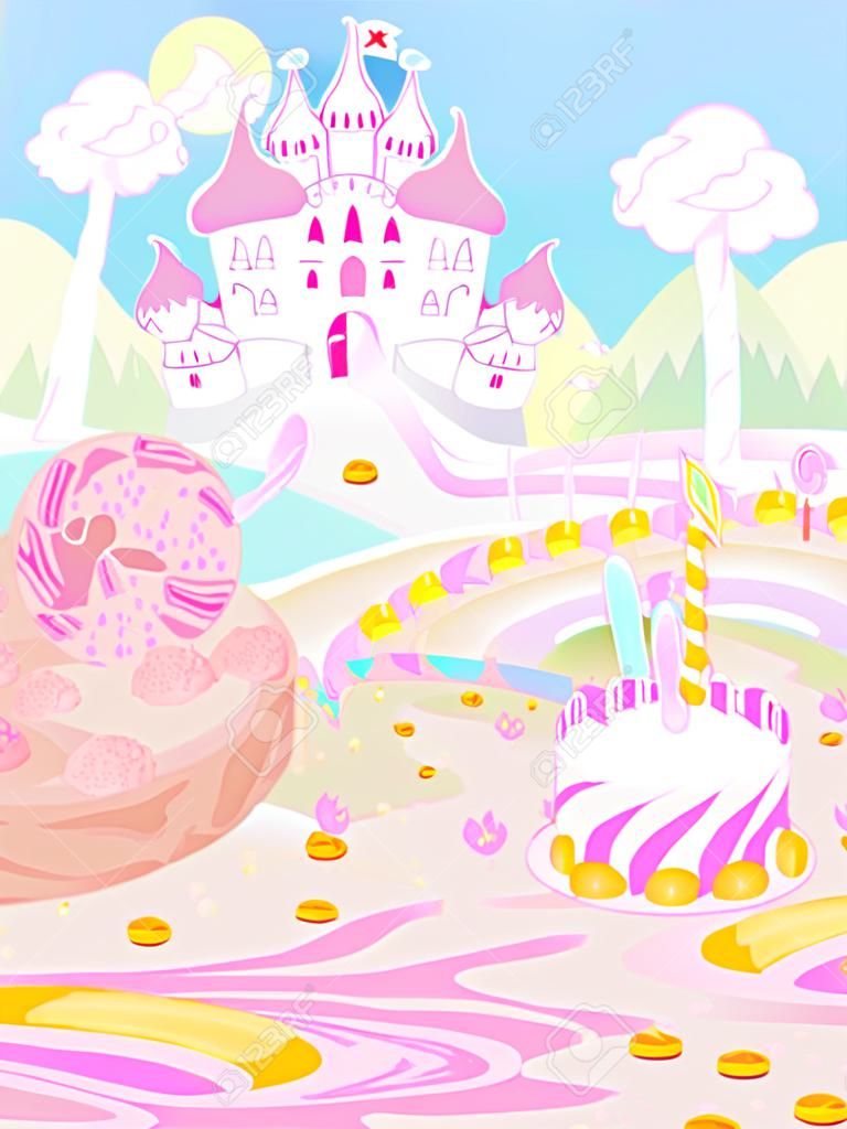 Ilustración de color pastel un reino de hadas