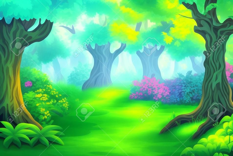Illustration of amazing forest glade