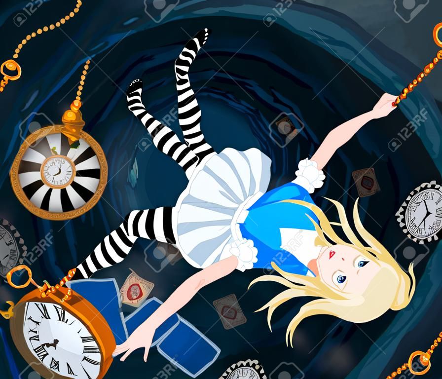 Alice is falling down into the rabbit hole