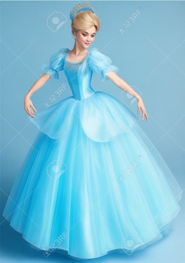 Cinderella is looking at her new ball dress
