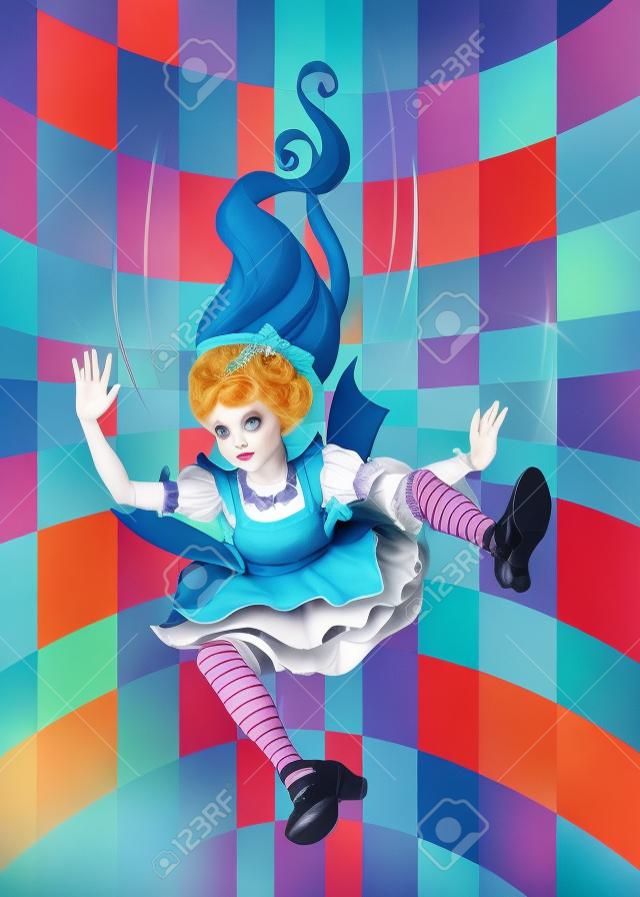 Alice is falling down into the rabbit hole