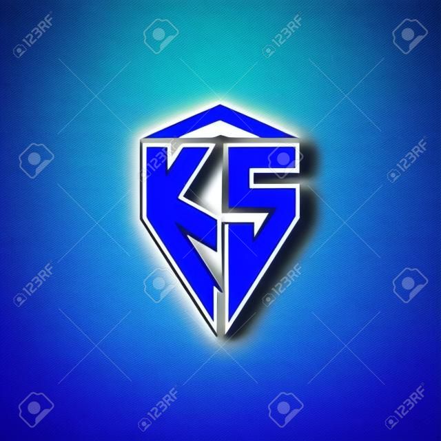 Monogram Logo Letter Modern Blue Light Gaming Design Geometric