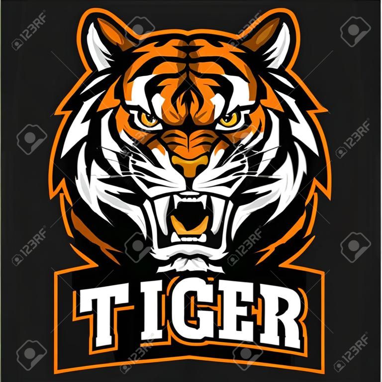 Vektor wütend Tiger Gesicht Sport-Emblem auf blsck Hintergrund
