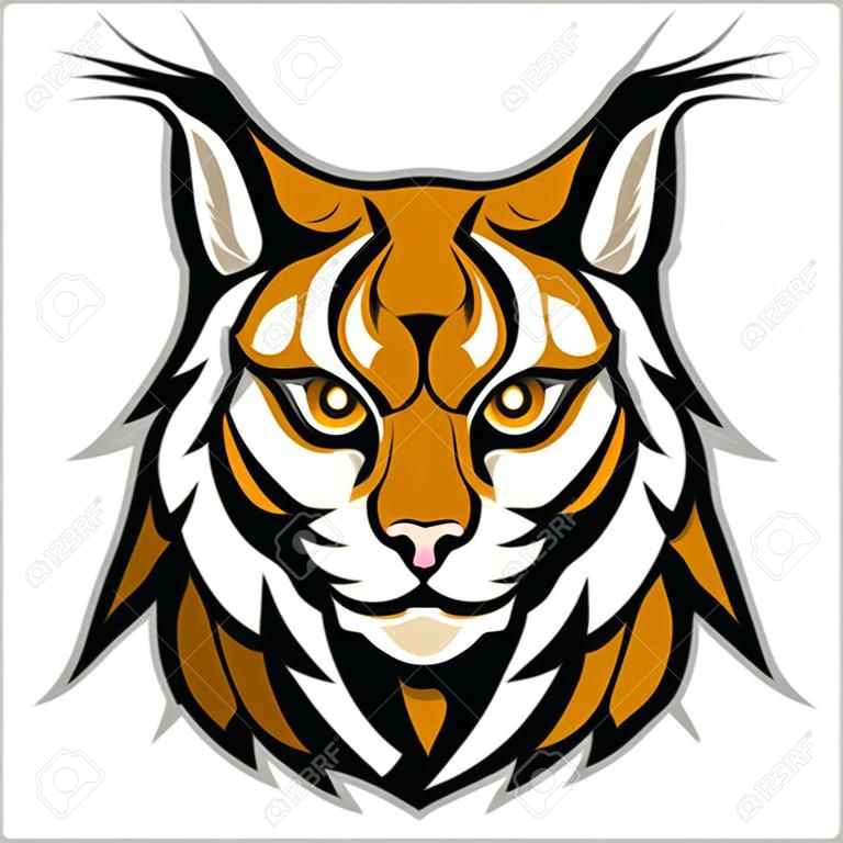 Lynx mascotte logo. Hoofd van lynx geïsoleerd op witte vector illustratie.