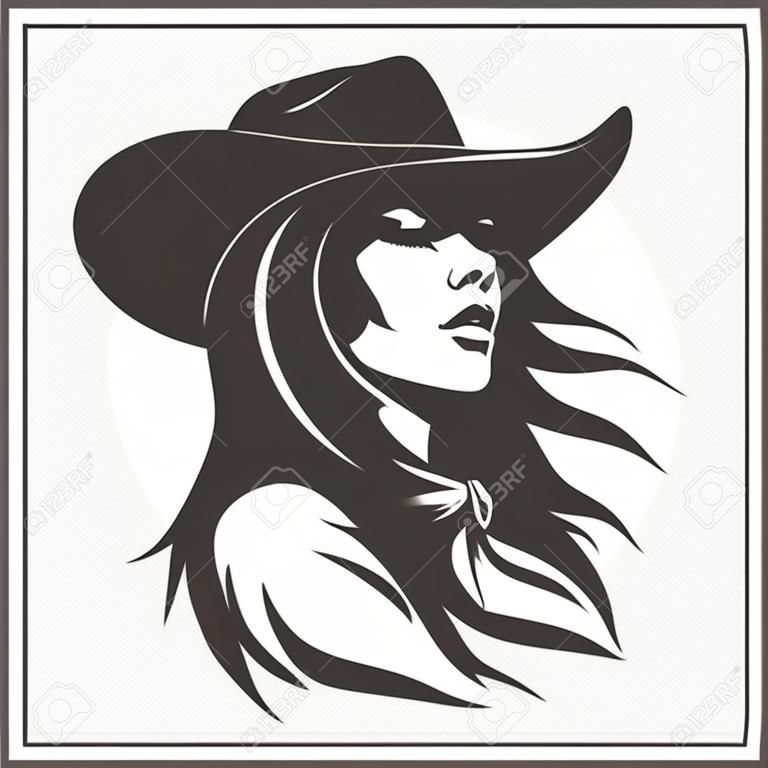Sevimli Cowgirl 2 - Retro Klip Art vektörel illüstrasyon
