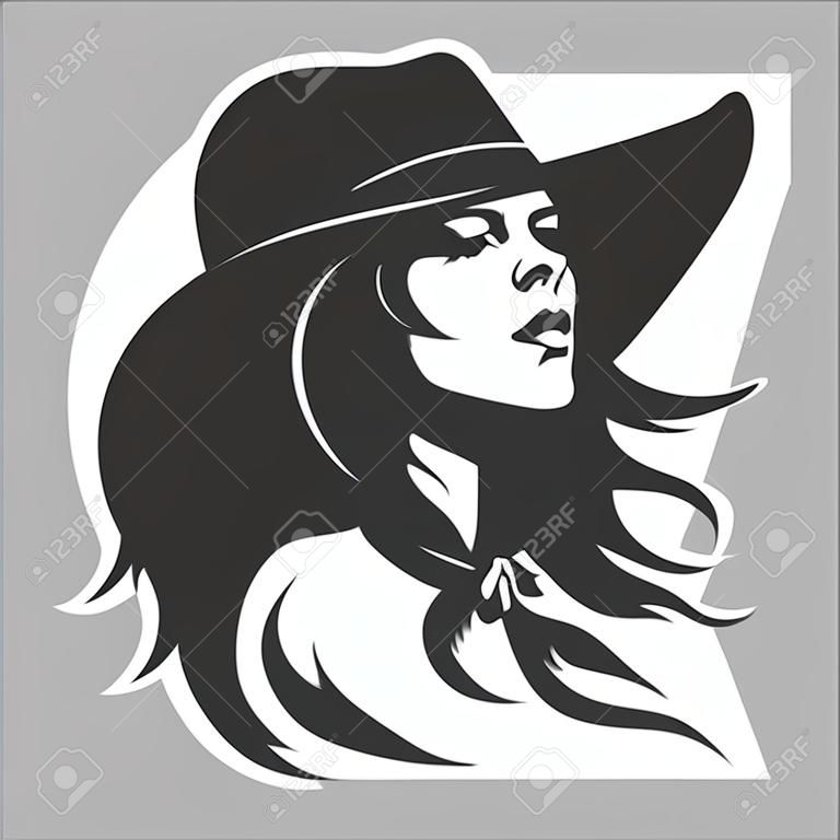 Cute Cowgirl 2 - Retro Clip Art vector illustration