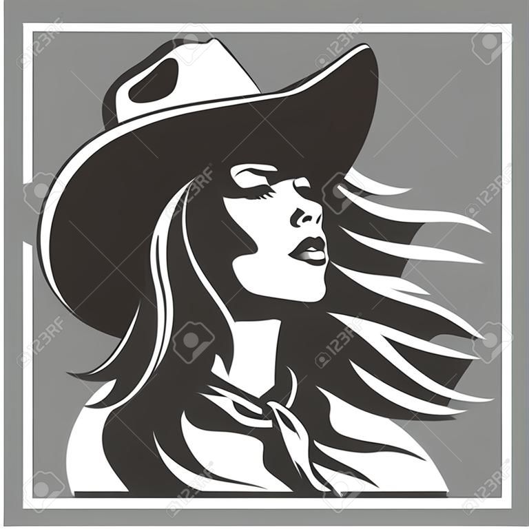 Cute Cowgirl 2 - Retro Clip Art vector illustration