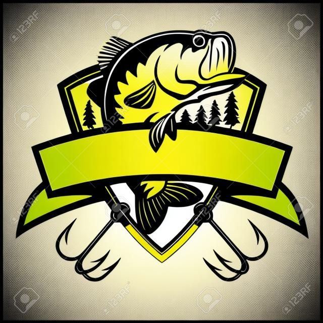 Logo De Pêche. Bass Fish Avec Emblème De Club De Modèle