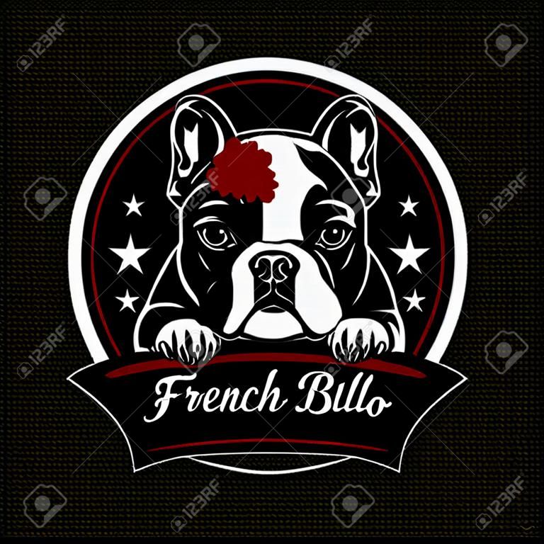 Ilustracja wektorowa buldoga francuskiego dla logo koszulki i odznak szablonu