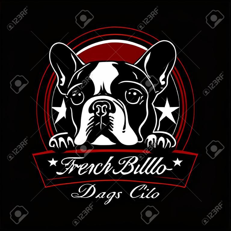 Bulldog francese - illustrazione vettoriale per t-shirt, logo e badge modello