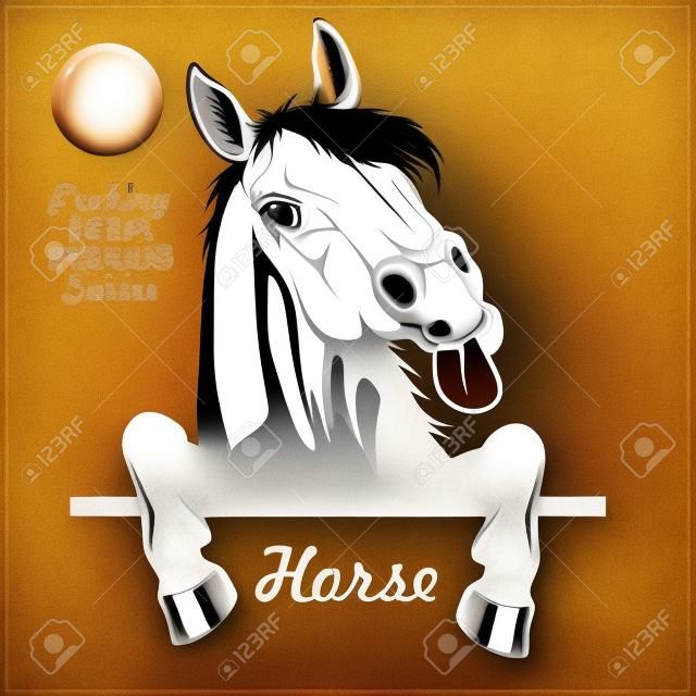 Peeking Horse - vrolijk paard stak zijn tong uit en gluren uit - gezicht hoofd geïsoleerd op wit