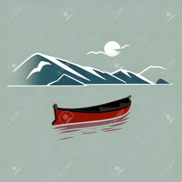 bateau sur le lac, chalet, paysage de montagne - pochoirs de la faune - silhouettes de montagne pour Cricut, clipart de la faune, fichier de coupe png, vecteur, conception de chemise en vinyle.