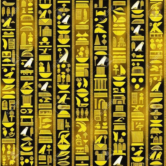 Egipskie hieroglify żółto-czarny kolor szwu