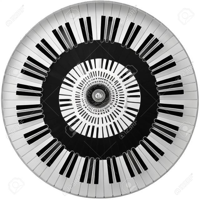 Runde Klaviertastatur Rahmen in Schwarz und Weiß