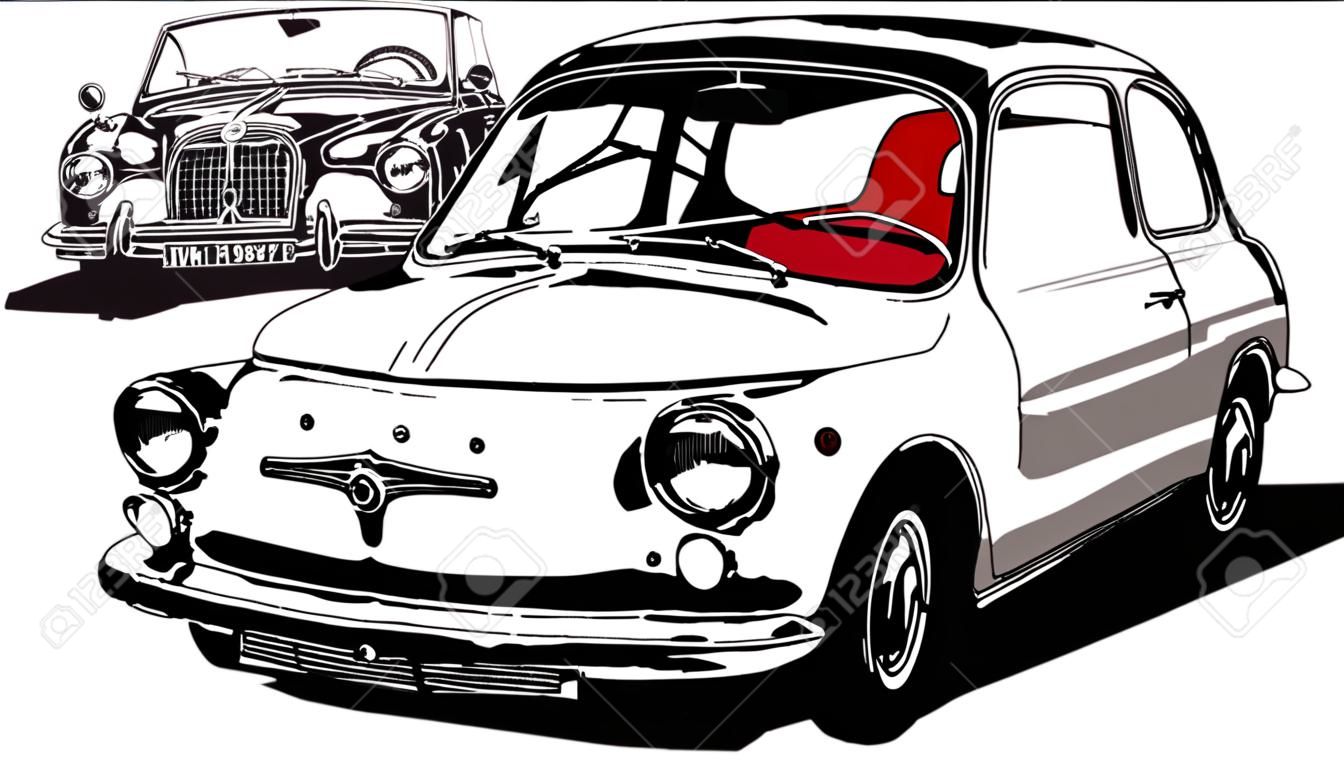 60s rocznik włoski samochód na białym tle