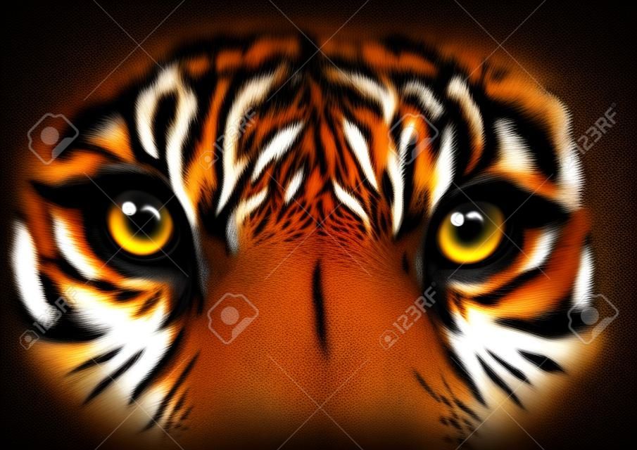 vecteur, tigre, yeux, mascotte, graphique