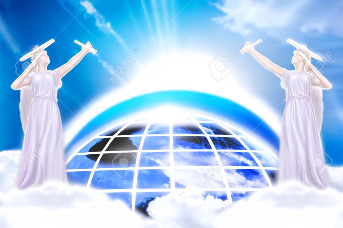 Angels heaven and earth background
