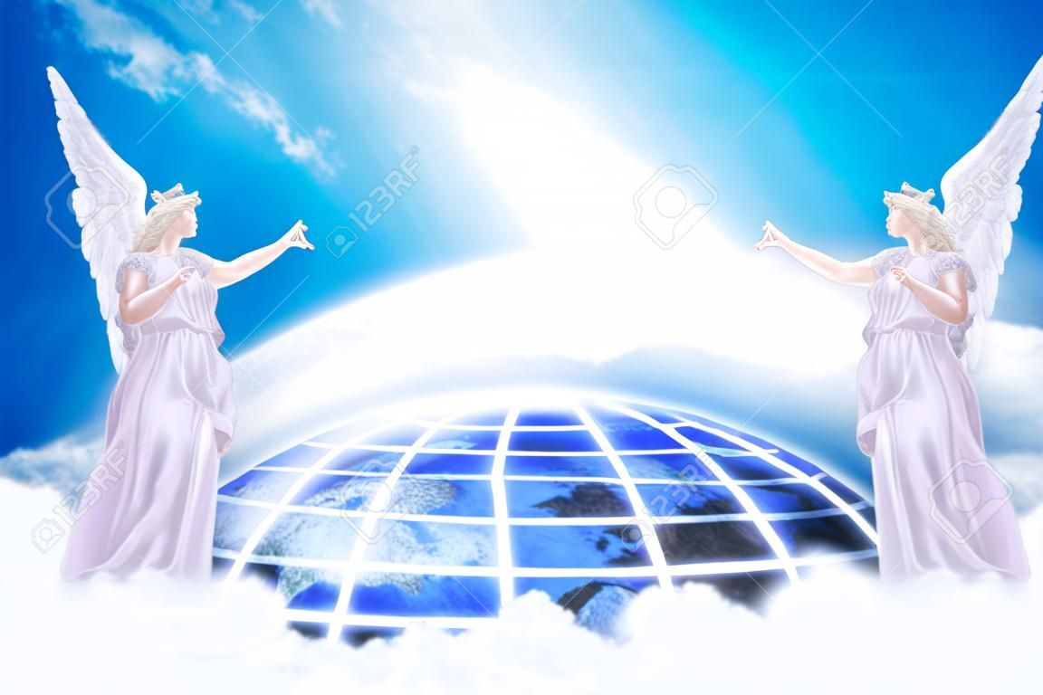 Engelen hemel en aarde achtergrond